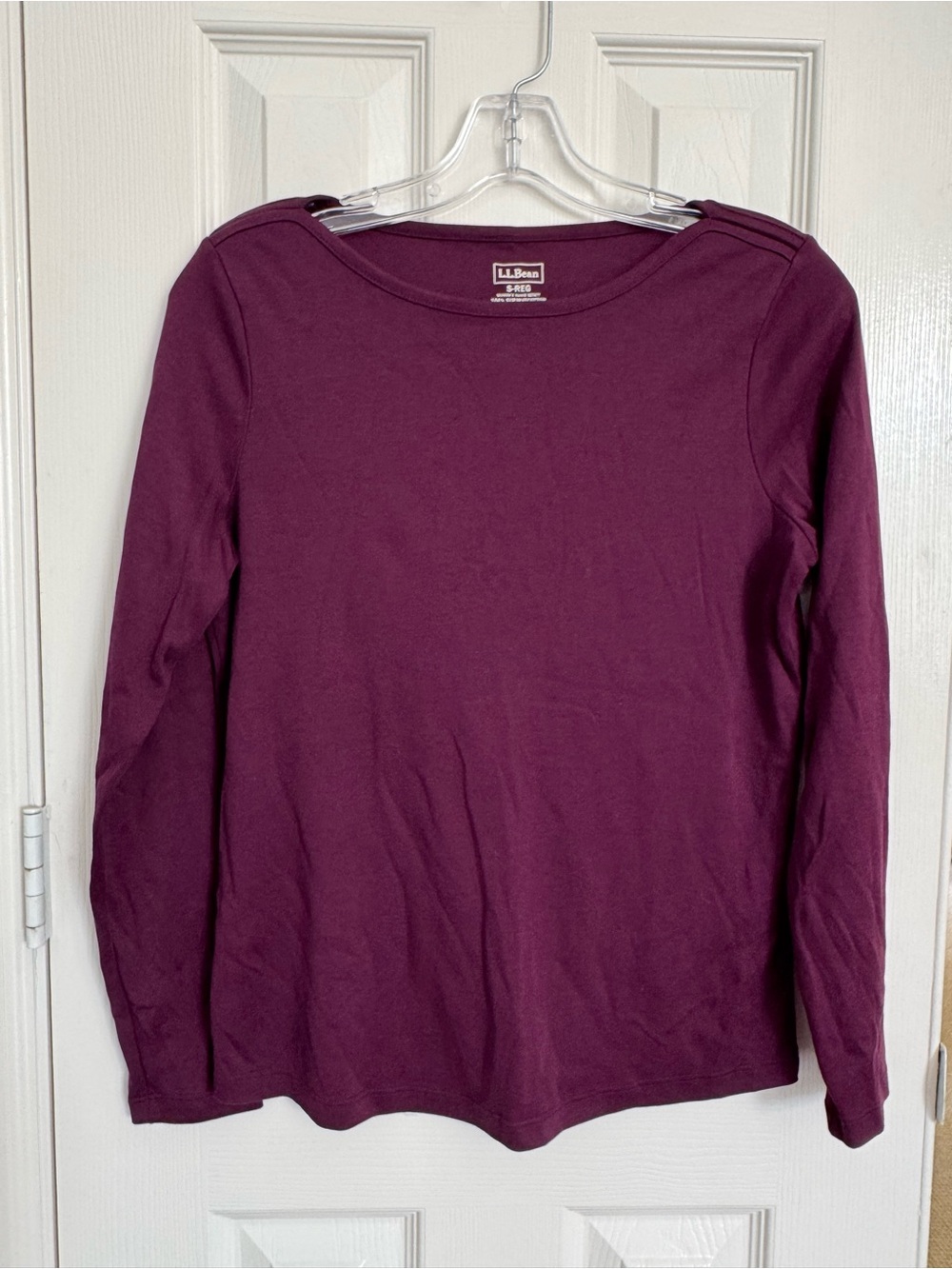 L.L. Bean Women's Supima Cotton Boatneck Top in Plum